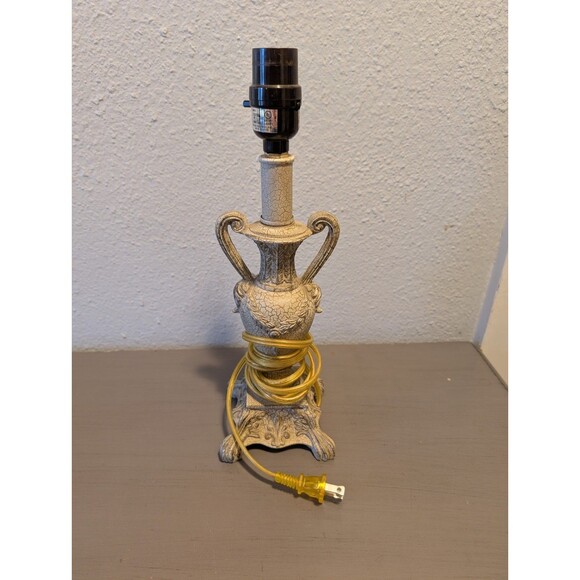 Berman Vintage Ornate Urn Table Lamp Crackle Glaze Resin 14" Neoclassical - Picture 12 of 12